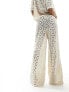 South Beach crochet beach trouser co-ord in cream