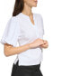 Фото #4 товара Women's Puff-Sleeve Ribbed Henley Shirt