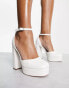 ASOS DESIGN Priority platform high block heeled shoes in white croc