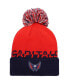 Фото #2 товара Men's Red, Navy Washington Capitals Cold.Rdy Cuffed Knit Hat with Pom
