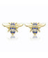 ფოტო #2 პროდუქტის Sterling Silver Mini 14k Yellow Gold Plated with Cubic Zirconia Pave Wasp Stud Earrings