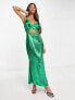 Never Fully Dressed lace cut-out slip midaxi dress in emerald