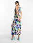 Фото #4 товара ASOS DESIGN halter neck cut out midi dress in bright sketch print