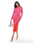 Never Fully Dressed ombre plisse midaxi dress in red and pink