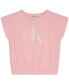 ფოტო #1 პროდუქტის Big Girls Overlap Striped Monogram Top