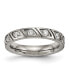 Фото #1 товара Titanium Polished with CZ Grooved Wedding Band Ring