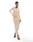 Extro & Vert maxi dress with ruching detail in camel