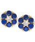 ფოტო #3 პროდუქტის Sapphire (1-1/5 ct. t.w.) and White Sapphire (1/6 ct. t.w.) Flower Stud Earrings in 14k Gold (Also Available in Emerald and Ruby)