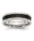 ფოტო #1 პროდუქტის Stainless Steel Polished Black Carbon Fiber Inlay 6mm Band Ring