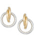 ფოტო #3 პროდუქტის Rope Textured Circle Doorknocker Drop Earrings in 14k Two-Tone Gold