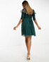 Фото #3 товара Anaya babydoll mini tulle dress with ruched sleeves in emerald