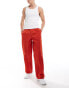 ASOS DESIGN wide nylon trousers in red with white side panel