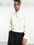 ASOS DESIGN heavyweight oversized sweatshirt with zip detail in off white