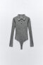 Delicate polo collar bodysuit