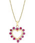 ფოტო #1 პროდუქტის Ruby (1 ct. t.w.) & Diamond (1/10 ct. t.w.) Heart 18" Pendant Necklace in 14k Gold