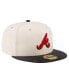 ფოტო #3 პროდუქტის Men's Cream Atlanta Braves Game Night Leather Visor 59FIFTY Fitted Hat
