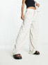 Фото #4 товара Stradivarius tailored wide leg trouser with turn over waistband in ecru