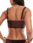 & Other Stories pleated bikini tube top with removable chain straps in brown Коричневый, 40 - фото #3