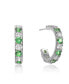 Sterling Silver White Gold Plated With Cubic Zirconia C-Shaped Hoop Earrings