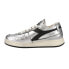 Фото #3 товара Diadora Mi Basket Row Cut Silver Used Lace Up Womens Silver Sneakers Casual Sho