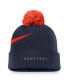 Men's Navy Houston Astros Swoosh Peak Cuffed Knit Hat with Pom