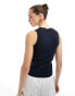 JDY ribbed knitted tank top in navy