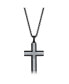 ფოტო #1 პროდუქტის Men's Stainless Steel Black & Silver CZ Cross Necklace