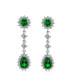 ფოტო #2 პროდუქტის Bridal Green Statement Pave Crown Halo Cubic Zirconia AAA CZ Long Dangling Oval Teardrop Chandelier Earrings For Women