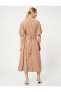 Фото #26 товара Платье женское Koton Oversize Midi с поясом и V-образным вырезом