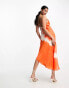 Фото #2 товара AllSaints Alexia Mariana satin tie dye midi dress in orange