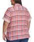 ფოტო #2 პროდუქტის Plus Size Double Cloth Camp Shirt