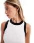 Brave Soul knitted crop rib vest with racer back detail in white and black trim