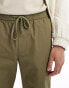 Selected homme drawstring trouser in khaki Dunkles Olivgrün, M - фото #4