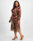 ფოტო #4 პროდუქტის Plus Size Chiffon Long-Sleeve Midi Fit & Flare Dress