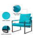 Фото #7 товара 2-Piece Set Of Sofa Chairs. PU Leather Armchair Medieval Modern Upholstered Armchair With Metal Frame, Super Thick Upholstered Backrest And Cushion Sofa, For Living Room (Cyan PU Leather+Metal+Foam)00