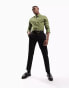 ASOS DESIGN stretch slim fit shirt in khaki