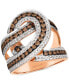 ფოტო #1 პროდუქტის Chocolatier® Chocolate Diamond & Vanilla Diamonds Interlocking Swirl Ring (1-1/2 ct. t.w.) in 14k Rose Gold