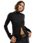 Фото #2 товара Weekday Lionella long sleeve zip up top with piping detail in black