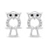 Playful silver jewelry set with zircons Owl SET224W (pendant, earrings)