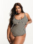 Фото #4 товара Vero Moda Curve tie shoulder swimsuit in cream and black stripe