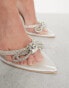 Фото #4 товара Be Mine Bridal Rose heeled shoes with pearls and bow in ivory