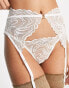 Фото #2 товара ASOS DESIGN Bridal metallic swirl lace suspender belt in white