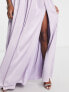 Фото #3 товара Anaya Petite Bridesmaid satin one shoulder thigh split dress in lilac