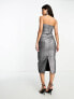 Kyo The Brand glitter bandeau midi dress co-ord in silver