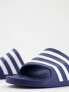 adidas Swim Adilette white stripe sliders in navy