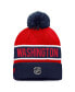 Фото #2 товара Men's Navy, Red Washington Capitals Authentic Pro Rink Cuffed Knit Hat with Pom