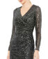 ფოტო #6 პროდუქტის Women's Ieena Sequined Faux Wrap V Neck Long Sleeve Midi Dress