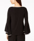 ფოტო #2 პროდუქტის Rhinestone-Trim Bell-Sleeve Top