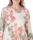 Petite Tuscan Sunset Floral-Print Embellished Textured Top