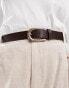 Фото #3 товара ASOS DESIGN Curve waist and hip jeans belt with gold snake buckle in brown